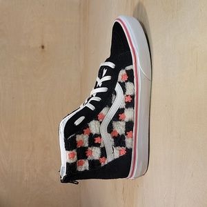 Vans Sk8-Hi Zip Sherpa Checkerboard Pink White Floral Shoes